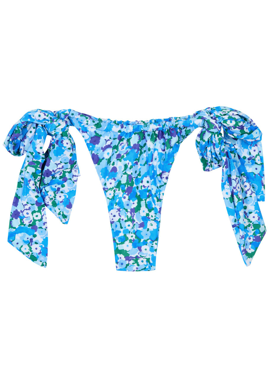 Faithfull The Brand Costa Floral-print Bikini Briefs Blue