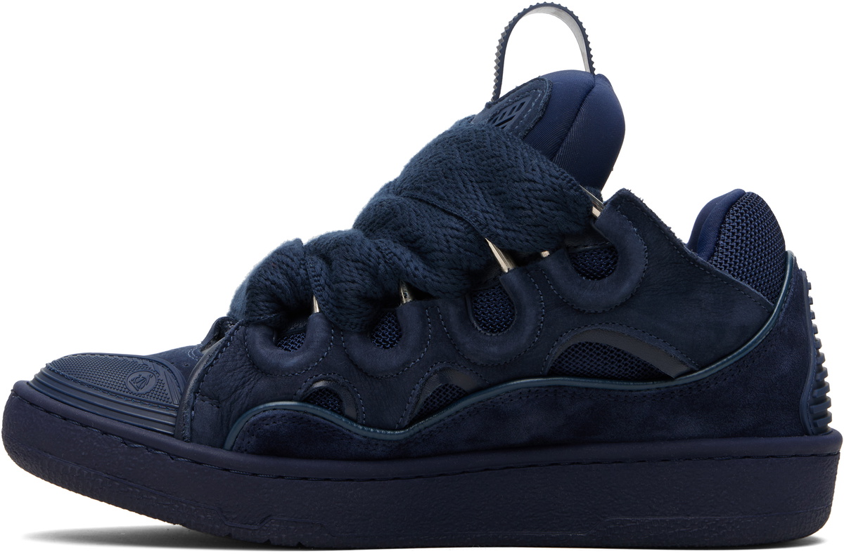 Lanvin Navy Leather Curb Sneakers