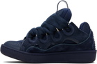 Lanvin Navy Leather Curb Sneakers