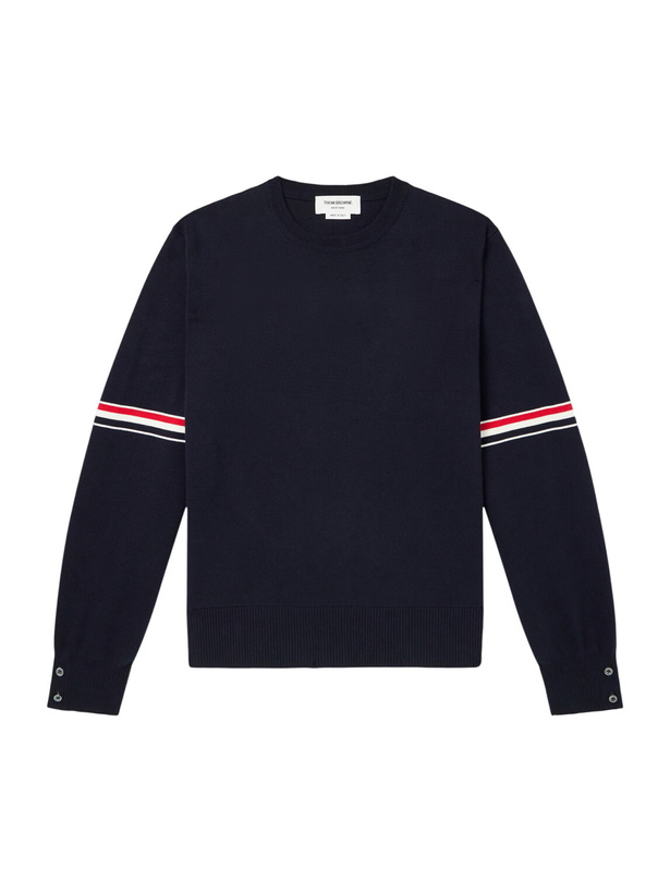 Photo: Thom Browne - Striped Cotton Sweater - Blue