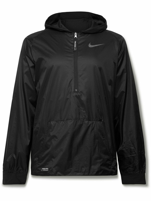 Photo: Nike Training - Pro Logo-Print Nylon-Ripstop Half-Zip Hoodie - Black