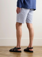 Hartford - Tank Straight-Leg Striped Cotton-Seersucker Drawstring Shorts - Blue