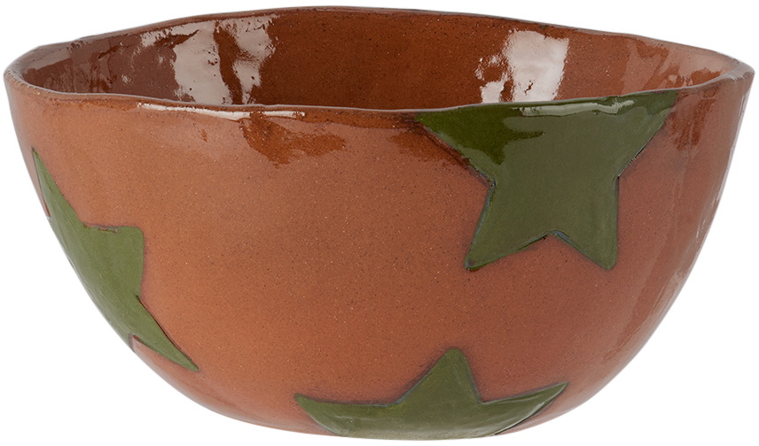Harlie Brown Studio SSENSE Exclusive Green Stars Delight Cereal Bowl