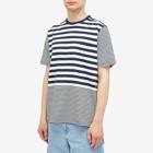 POP Trading Company Men's Striped Pocket T-Shirt in Navy/Off White