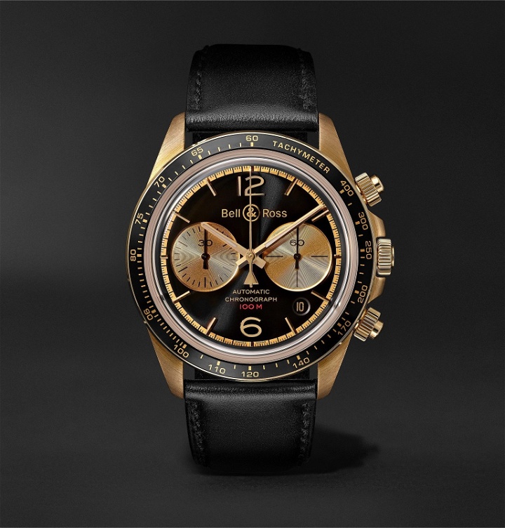 Photo: Bell & Ross - BR V2-94 Bellytanker Limited Edition Automatic Chronograph 41mm Bronze and Leather Watch - Black
