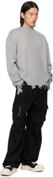 C2H4 Gray Distressed Sweater