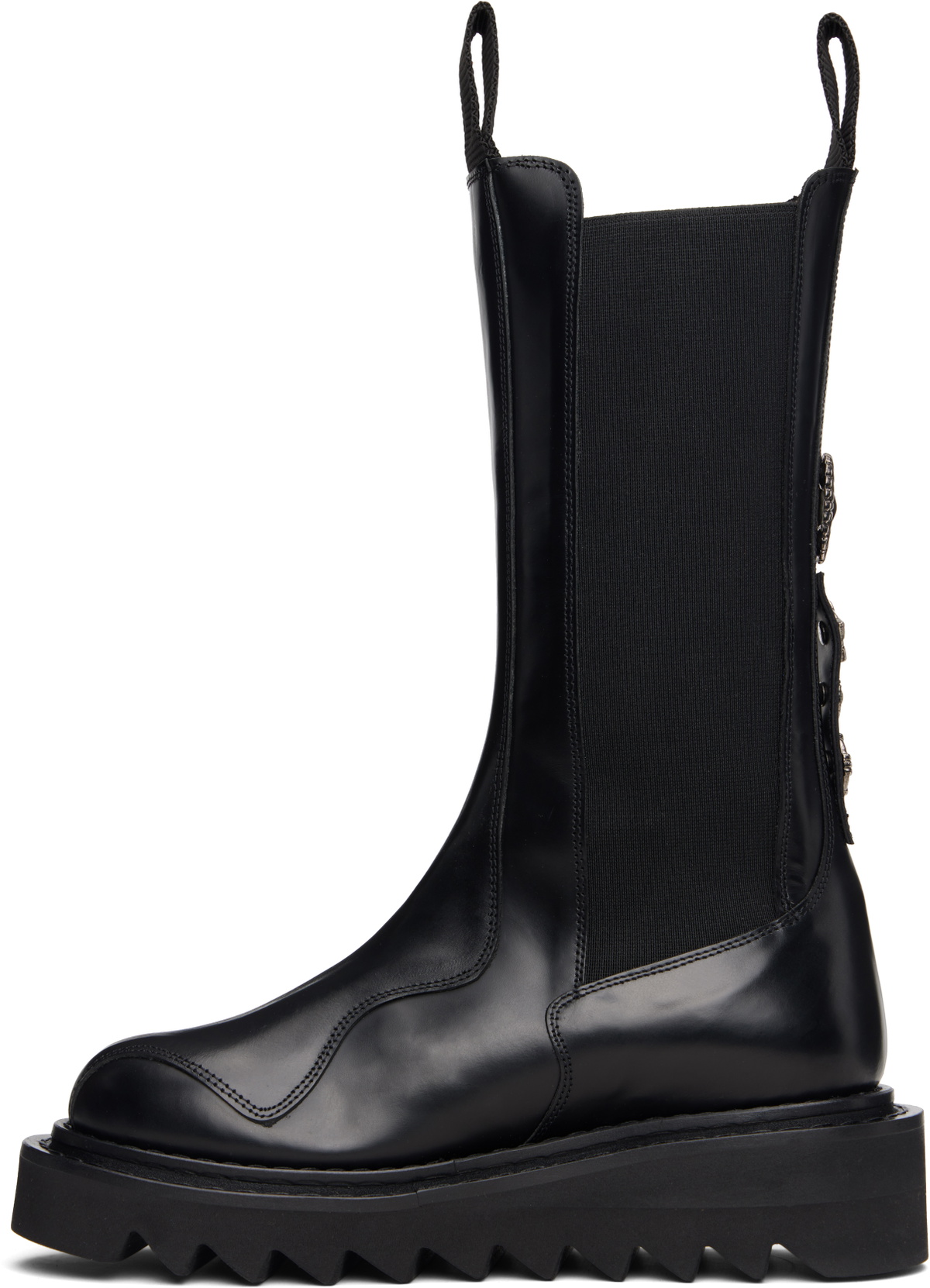 Toga Pulla SSENSE Exclusive Black Mid Calf Leather Chelsea Boots