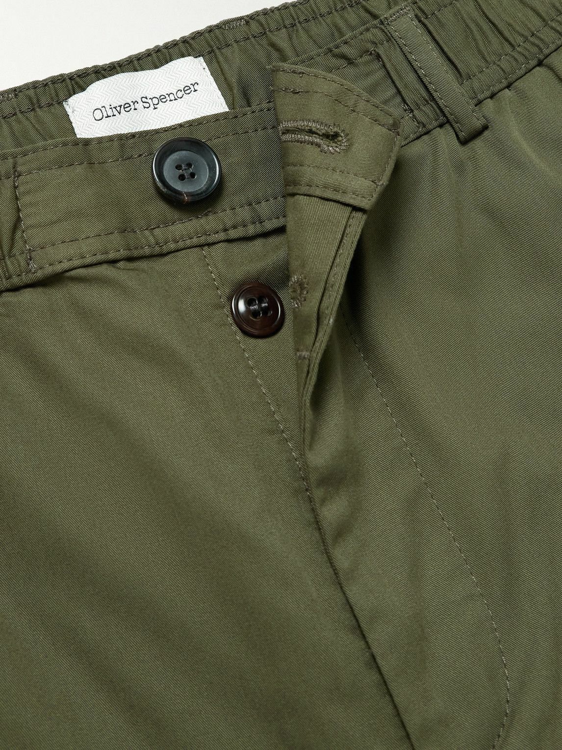 Oliver Spencer - Ashdown Straight-Leg Cotton-Twill Drawstring Trousers - Green