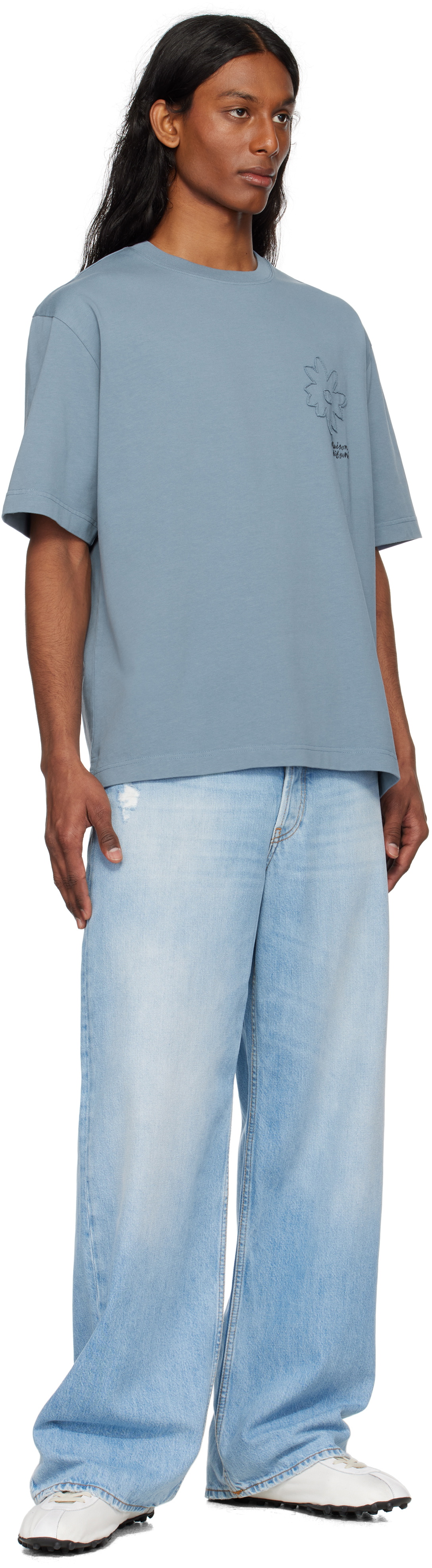 Maison Kitsuné Gray Crafted Daisy Oversize T-shirt
