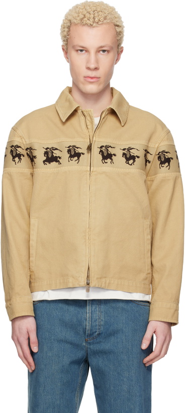 Photo: Burberry Beige Galloping Knight Cotton Canvas Jacket