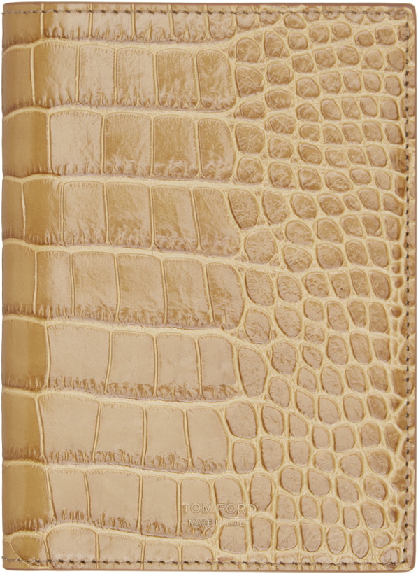 Photo: TOM FORD Tan Shiny Croc 'T Line' Passport Holder