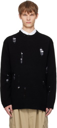 YOHJI YAMAMOTO Black Plain Stitch Crashed Round Neck Sweater