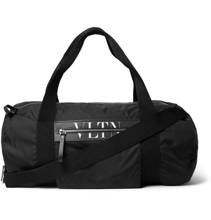 Photo: Valentino - Valentino Garavani Logo-Print Leather-Trimmed Shell Duffle Bag - Black