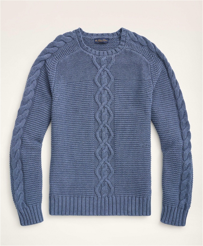 Photo: Brooks Brothers Men's Cotton Cable Sweater | Blue