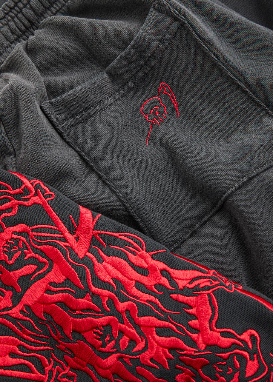 Warren Lotas Serenity Reaper Embroidered Cotton Sweatpants Black