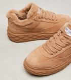Jimmy Choo Diamond Maxi shearling-trimmed suede sneakers