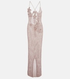 Bananhot Hilsa open-knit lamé maxi dress
