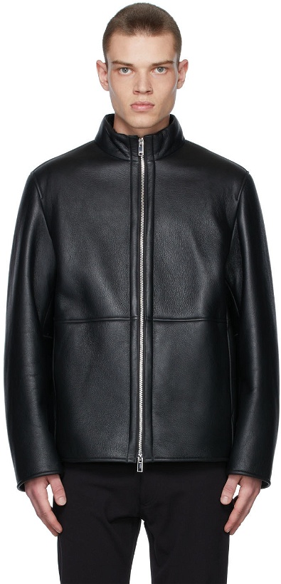 Photo: Theory Black Tobin Leather Jacket