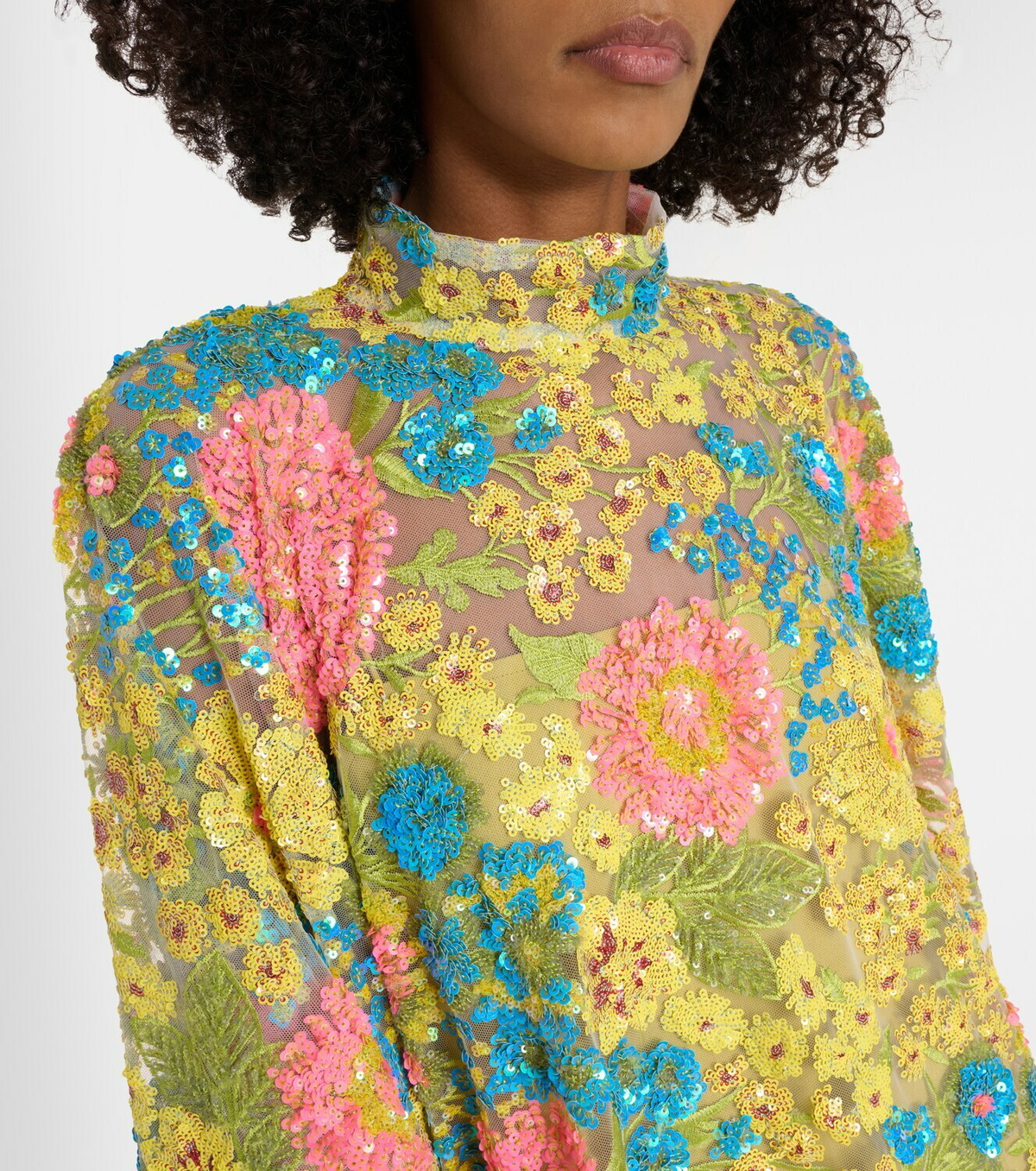 Taller Marmo Graham floral sequined asymmetric kaftan