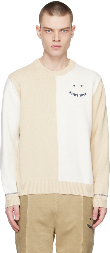 Photo: PS by Paul Smith White & Beige Happy Sweater