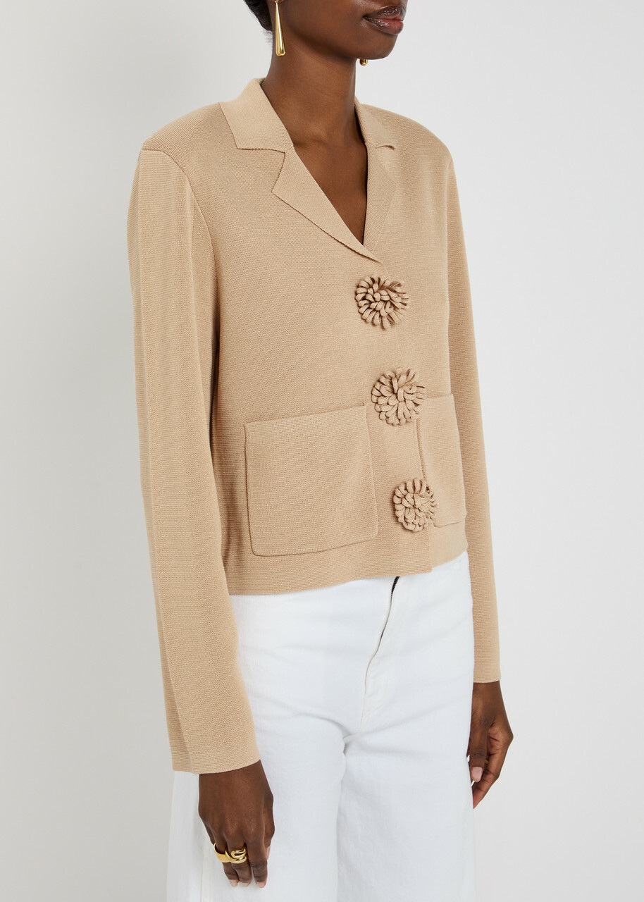 BY Malene Birger Rosa Fine-knit Cardigan Beige
