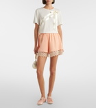 Simone Rocha Lace-trimmed satin shorts