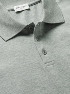 SAINT LAURENT - Logo-Embroidered Cotton-Piqué Polo Shirt - Gray