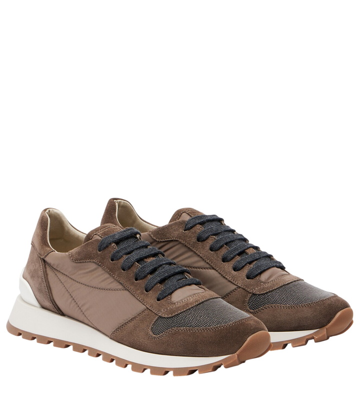 Photo: Brunello Cucinelli Monili suede-trimmed sneakers