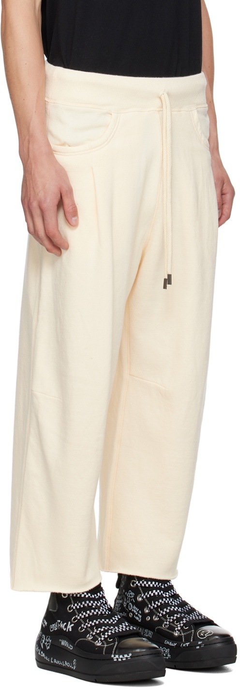 R13 Off-White Cropped Pleated Sweatpants