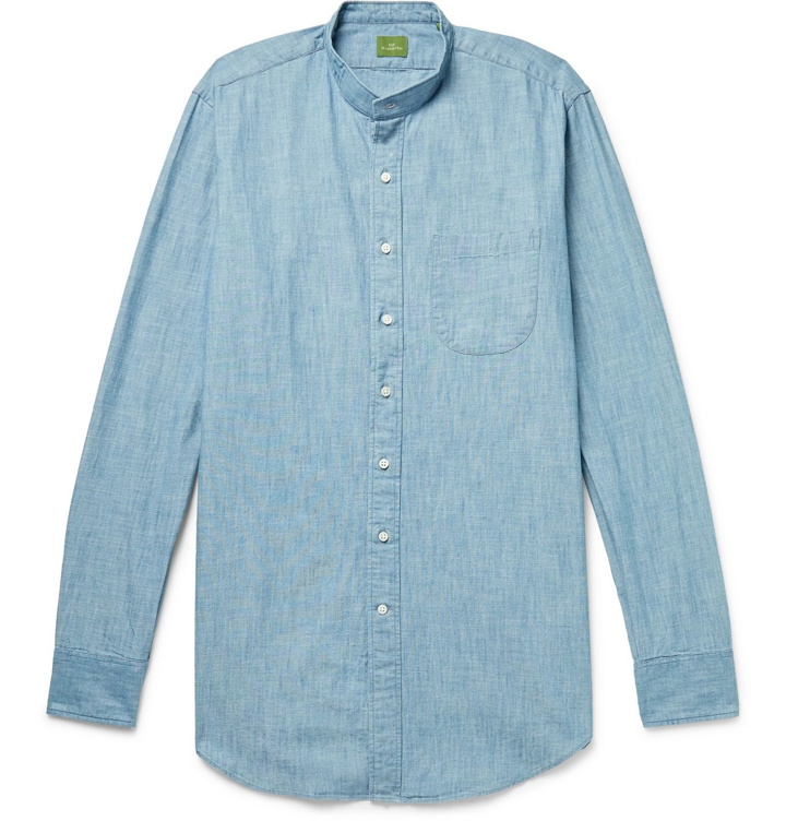 Photo: Sid Mashburn - Grandad-Collar Cotton-Chambray Shirt - Blue