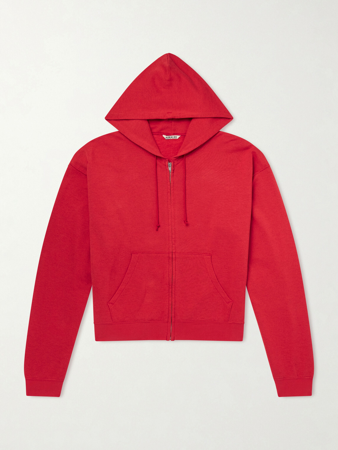 Auralee - Cotton, Wool and Silk-Blend Zip-Up Hoodie - Red