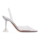 Amina Muaddi Silver Glass Holli Heels