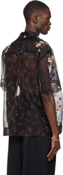 Simone Rocha Black Sheer Patchwork Boxy Shirt