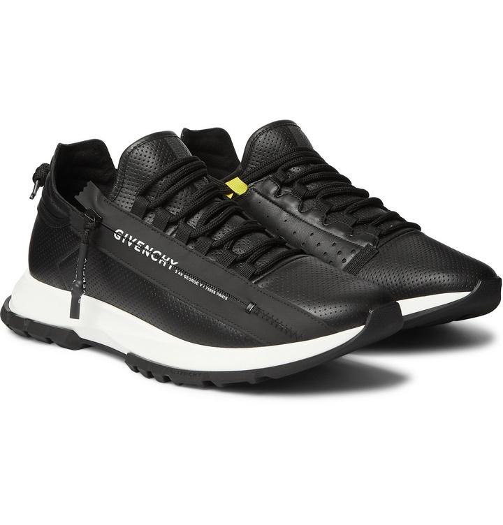 Photo: Givenchy - Spectre Perforated Leather Sneakers - Black
