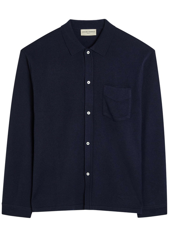 Photo: Officine Générale Gareth Wool and Cashmere-blend Cardigan Navy