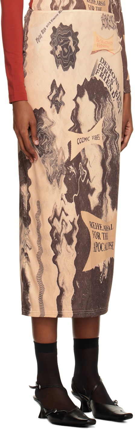 ELLISS Beige Cosmic Vibes Midi Skirt