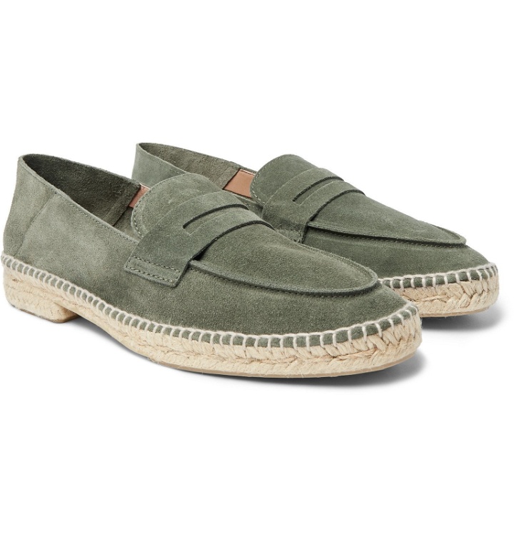 Photo: Castañer - Nacho Collapsible-Heel Suede Espadrille Loafers - Green