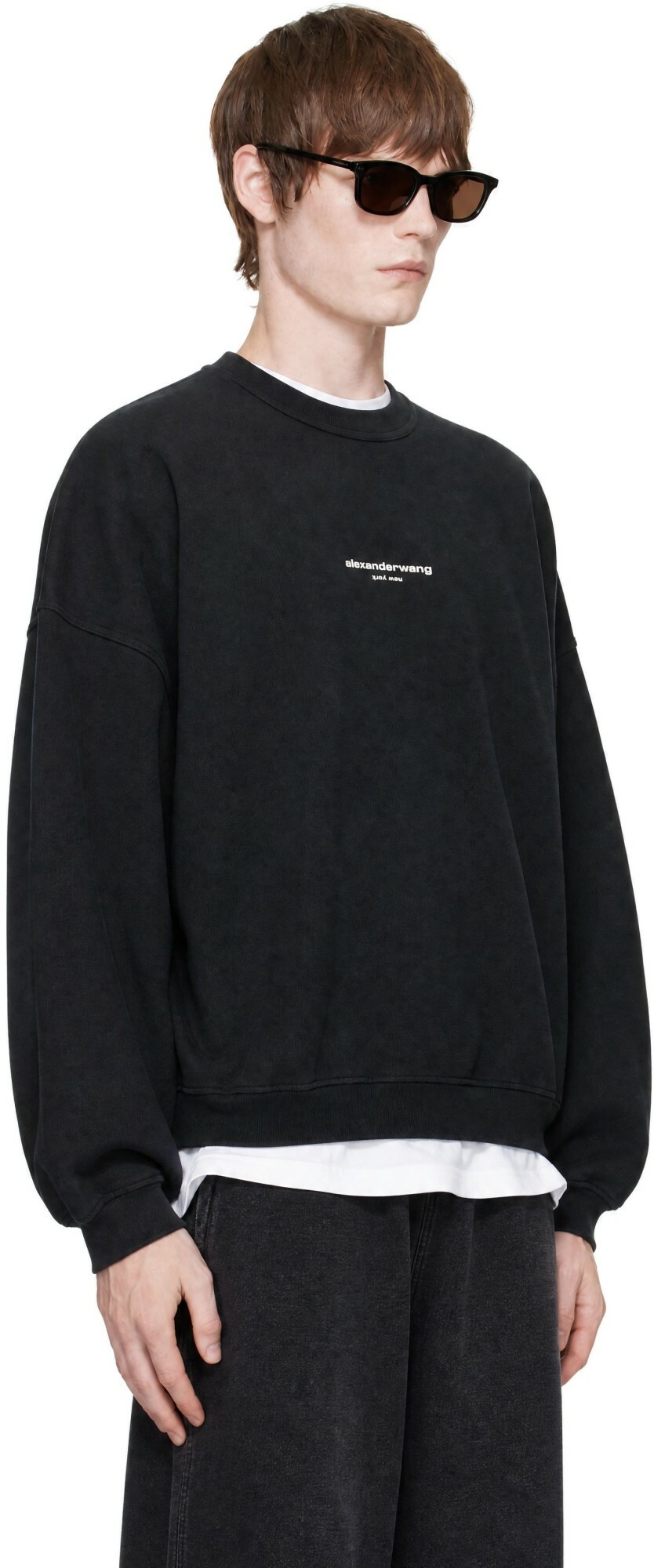 Alexander Wang Black Oversized Logo Print Sweatshirt