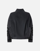 Pinko Black Denim Jacket With Organza Sleeves Limo Black