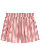 Faithfull The Brand Elva Striped Cotton-poplin Shorts Red And White