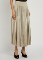 Joseph Rabat Pleated Satin Midi Skirt Beige