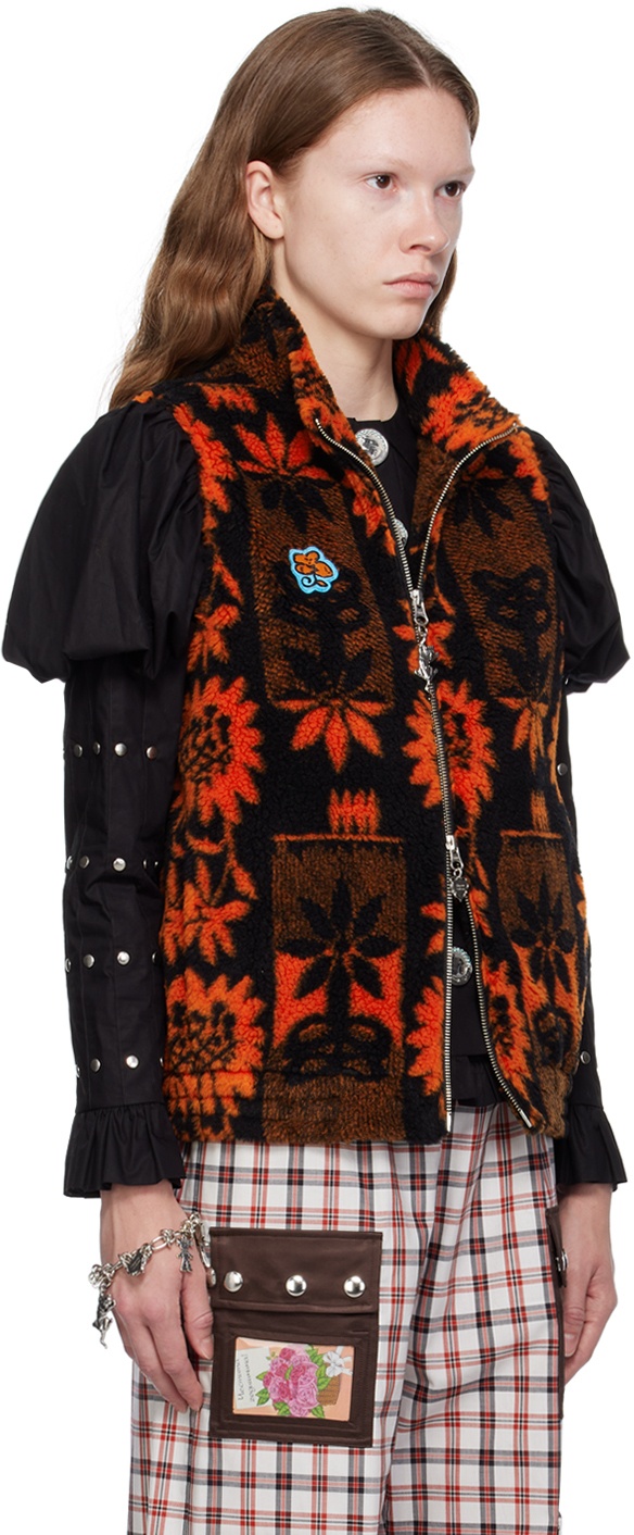 Chopova Lowena Orange & Black Sunflower Vest Chopova Lowena