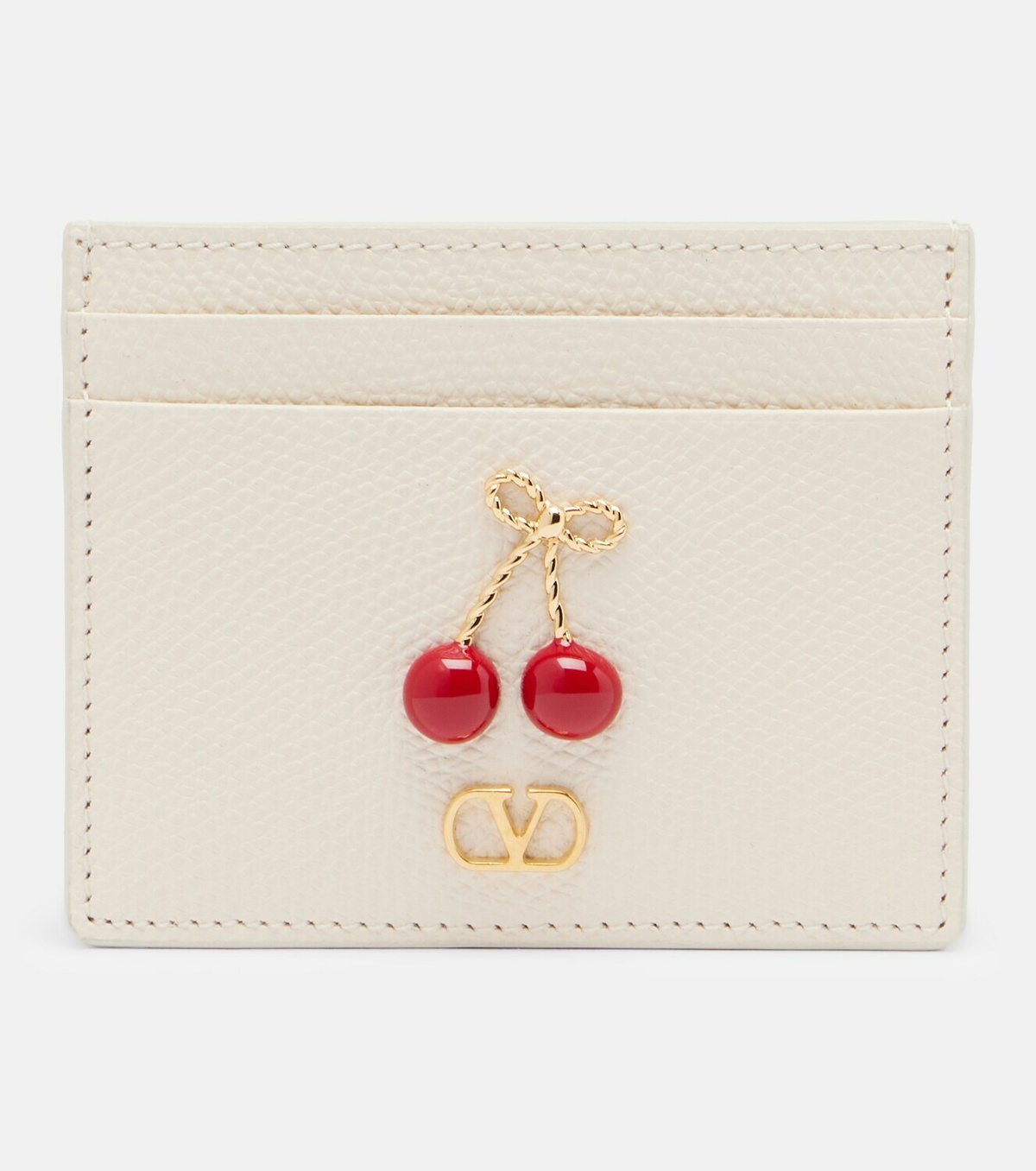 Valentino Garavani Embellished leather card holder