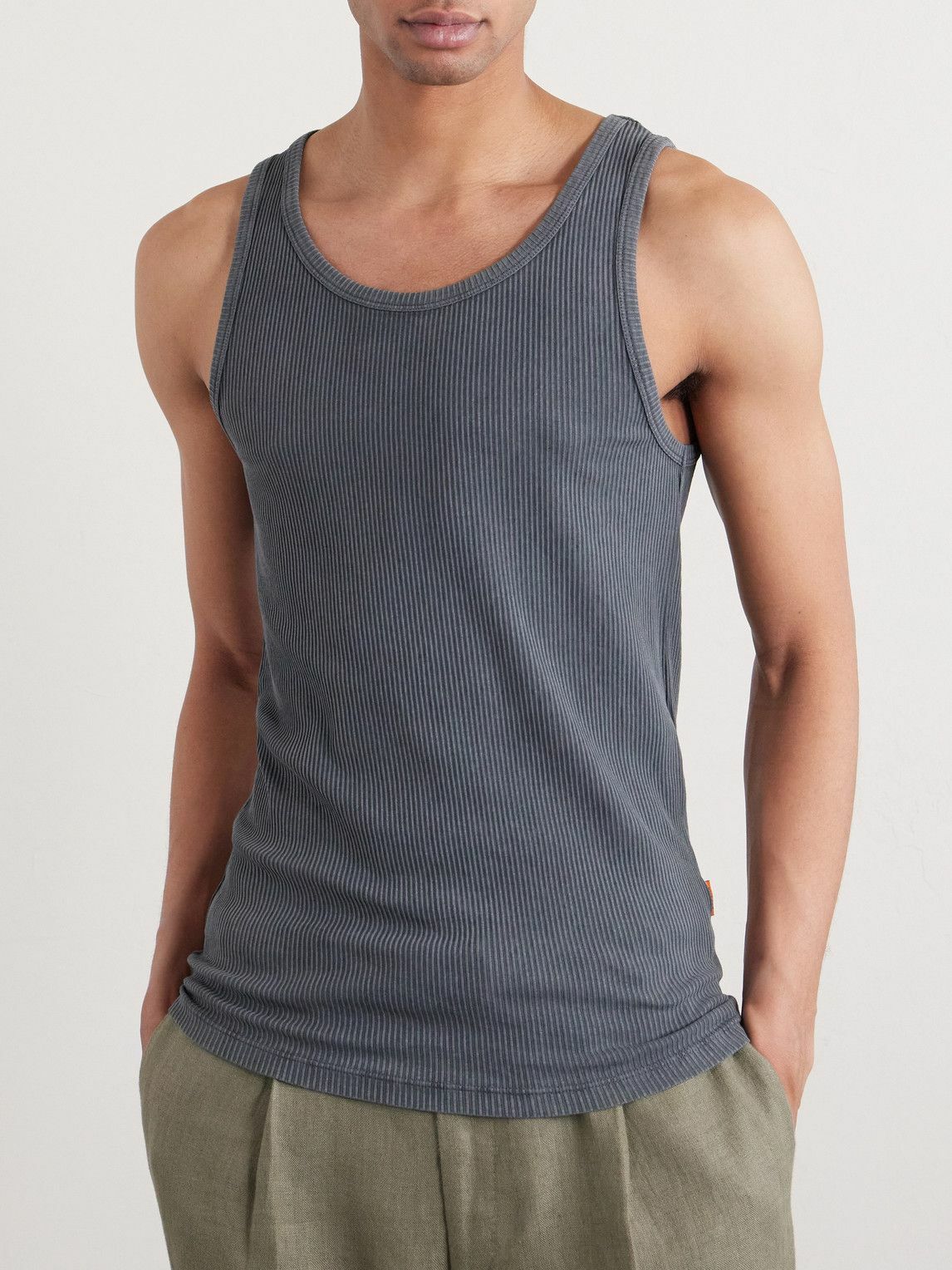 Barena - Ribbed Cotton-Blend Jersey Tank Top - Gray