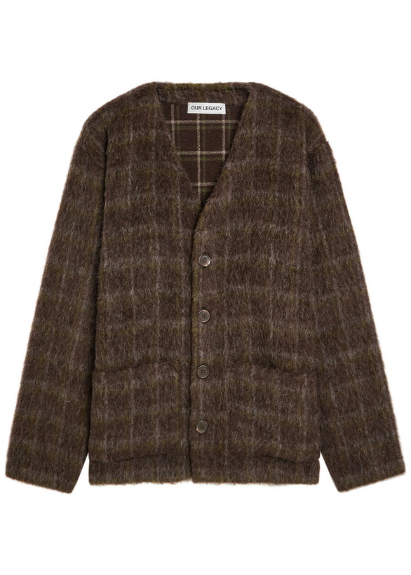 Photo: Our Legacy Checked Brushed Wool-blend Cardigan Multicoloured 1