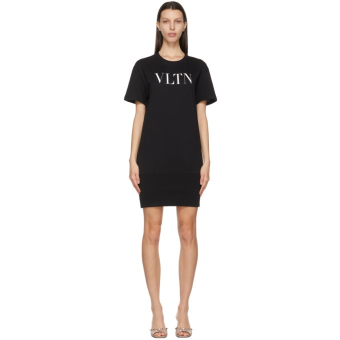Photo: Valentino Black VLTN Ribbed T-Shirt Dress