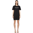 Valentino Black VLTN Ribbed T-Shirt Dress