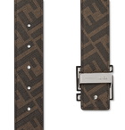 Fendi - 3.5cm Reversible Logo-Print Leather Belt - Black