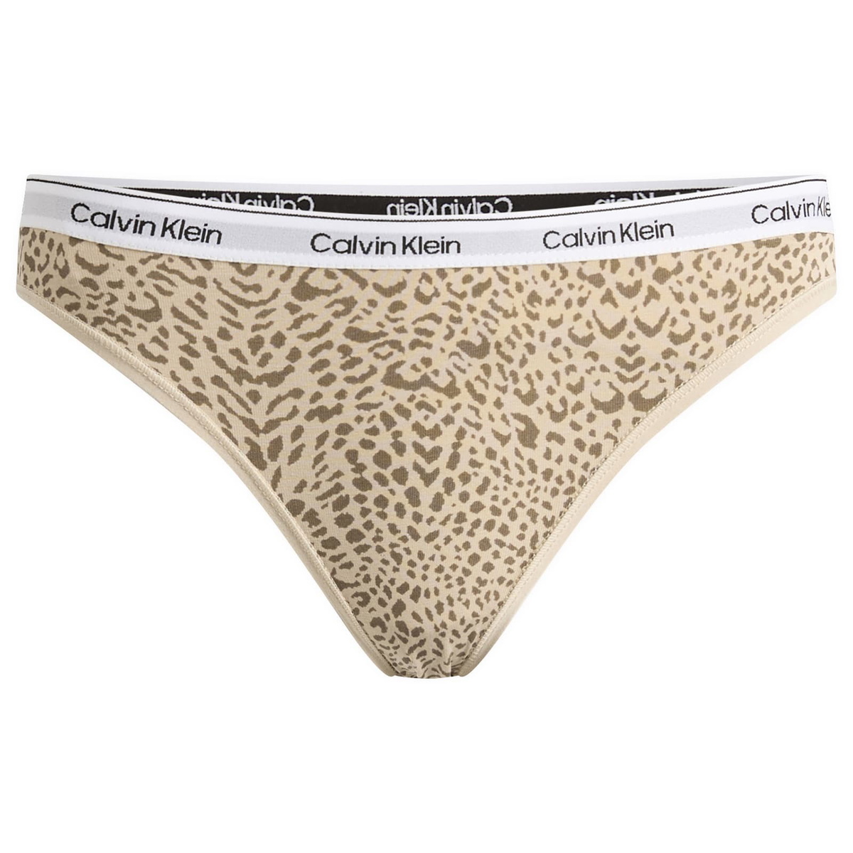 Calvin Klein Women's Icon Bikini Brief - 3 Pack in Black/White/Animal Mirror Oxford Tan