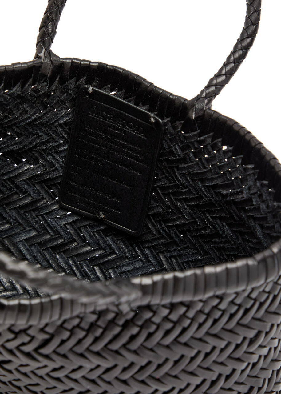 Dragon Diffusion Mini Flat Gora Woven Leather top Handle bag - Black - One Size